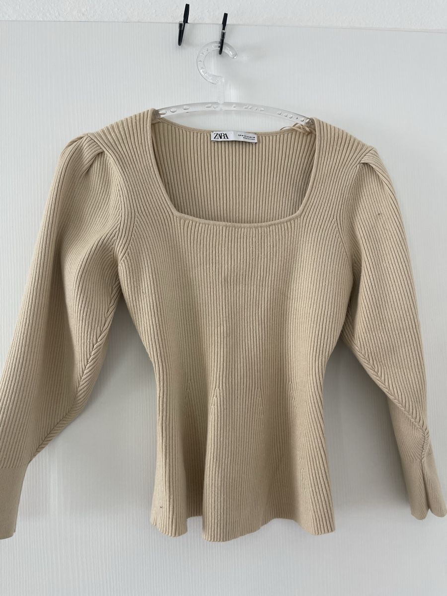 Zara Pullover & Sweatshirts: Zara Pullover gerippt beige eckiger Ausschnitt Grösse M – Neu (gemäss Beschreibung) aus Wetzikon ZH von man_7mn7 1