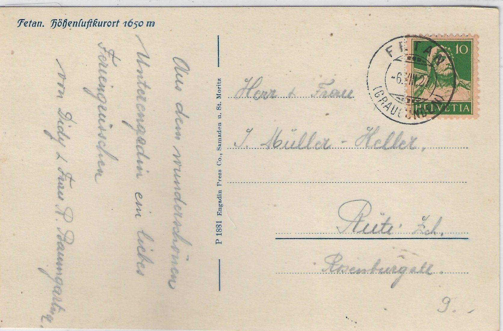 Cartoline postali: Fetan - Dorfpartie – Usato da Ettingen venduto da Kartenplanet 1
