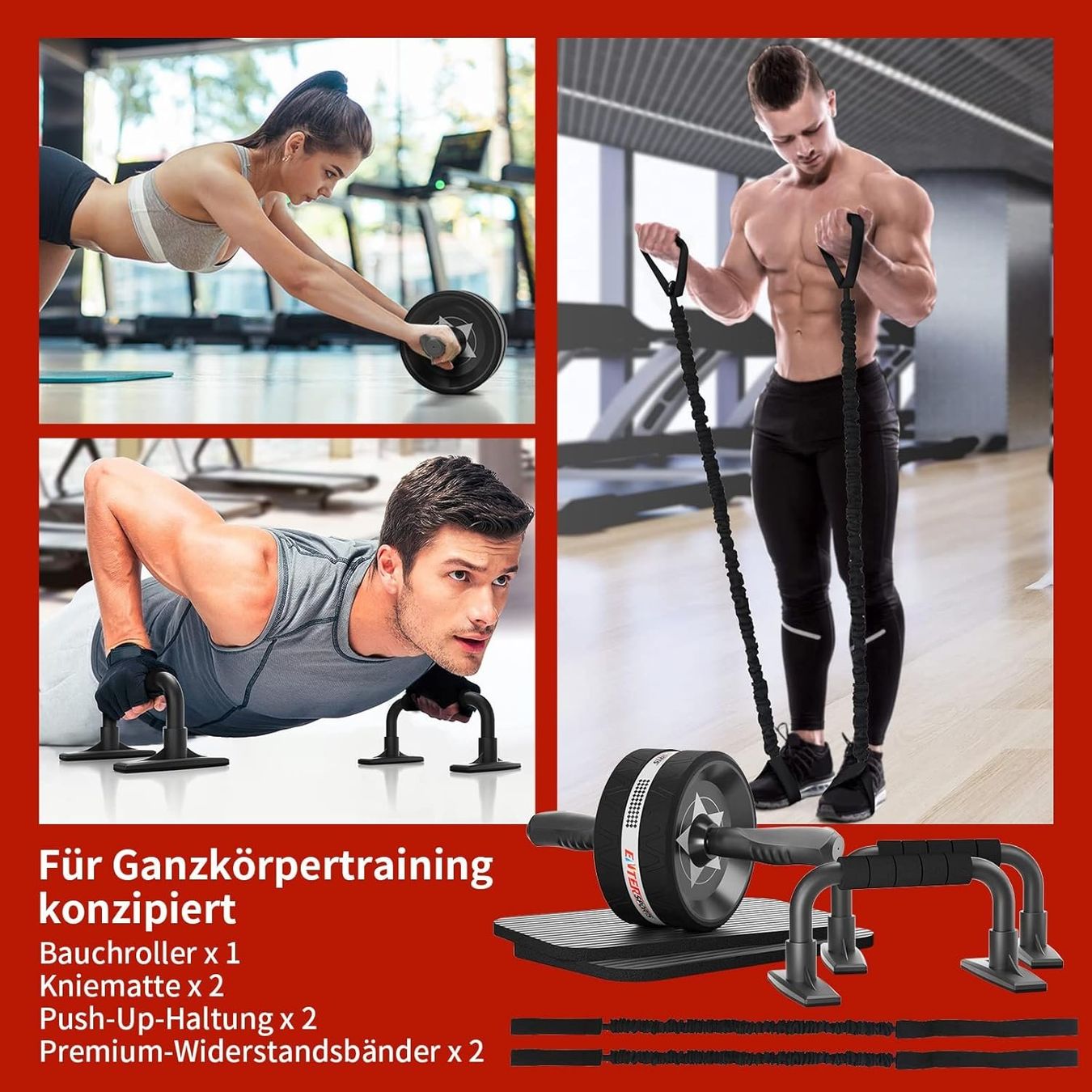 Hometrainer: Bauchroller mit 2 Kniematten für Anfänger und Profis – Nuovo e nell'imballaggio originale da St. Gallen venduto da RestpostenSG 1