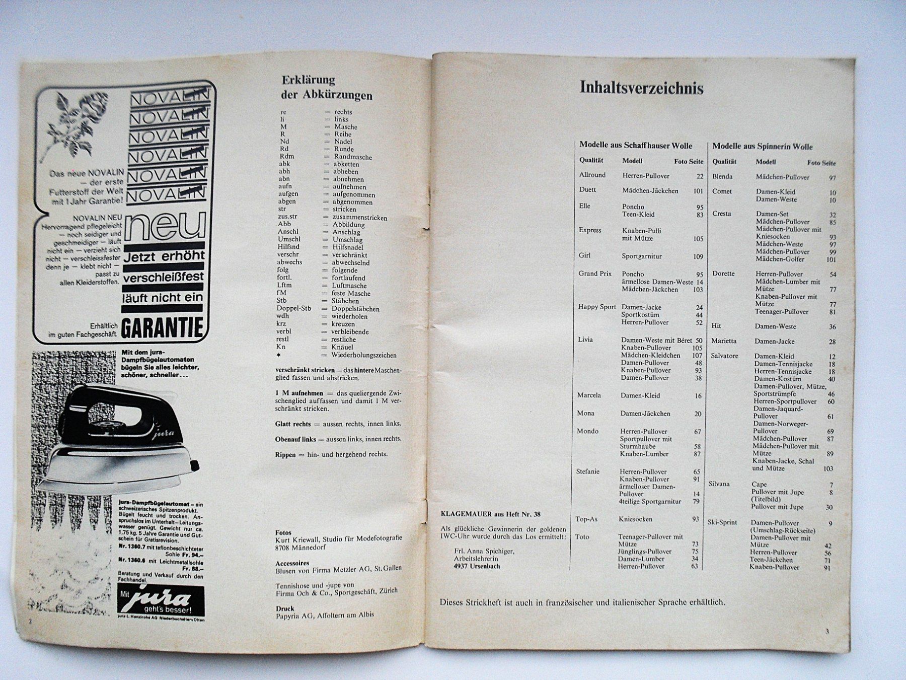 Riviste & Magazine: SCHAFFHAUSER SPINNERIN WOLLE - HEFT NR.39 – Usato da Zürich venduto da erfreut01 2