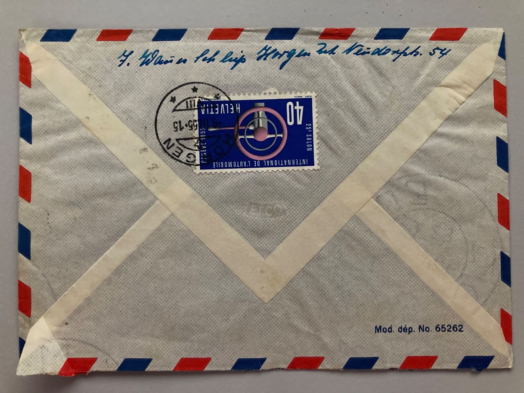 Tutti i francobolli: Luftpostbrief mit Sondermarken 1955 – Usato da Solothurn venduto da ehe_8spw 1