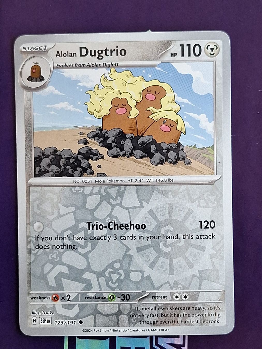 Pokémon Carte collezionabili: Alolan Dugtrio - Reverse Holo - Pokemon Surging Sparks – Usato da Altstätten SG venduto da GGsGameshop