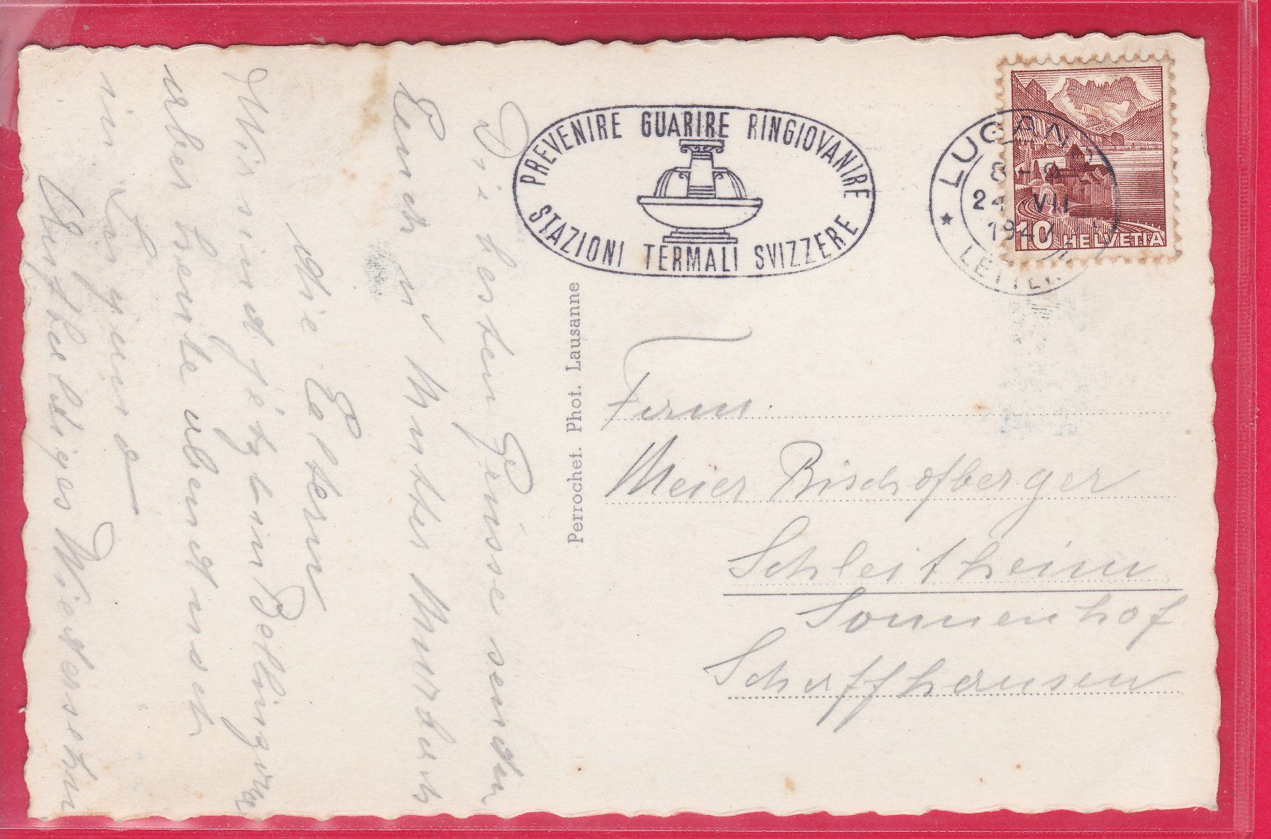 Cartoline postali: BRIG GEGEN SIMPLON, GENERALANSICHT, 24.7.1947 – Usato da Oberrieden venduto da Gebirgsstelze 1