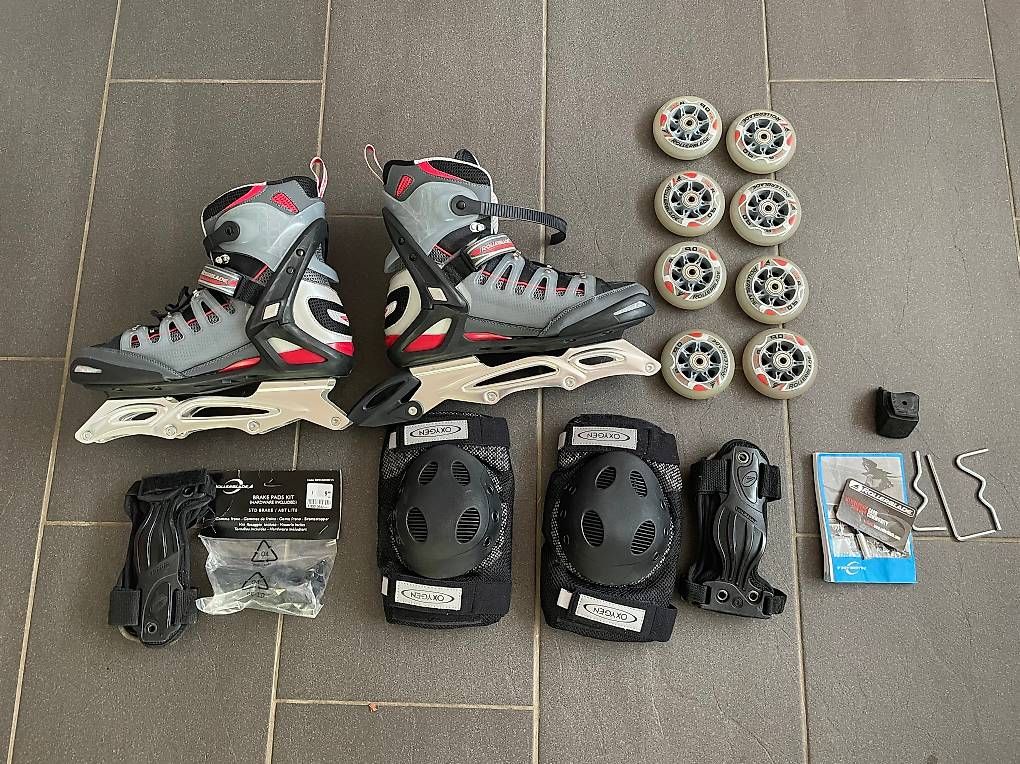 Pattini in linea & Pattini a rotelle: Rollerblade Inliner Grösse 46 mit viel Zuberhör – Usato da Wilderswil venduto da kerstin_suisse