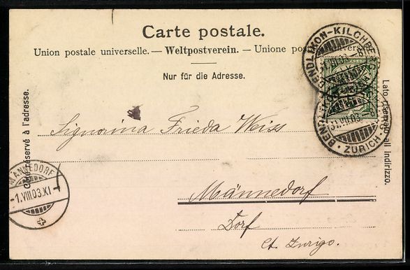 Cartoline postali: Kilchberg, Strassenpartie mit Kirche und – Usato da Berlin venduto da bartko-reher 1