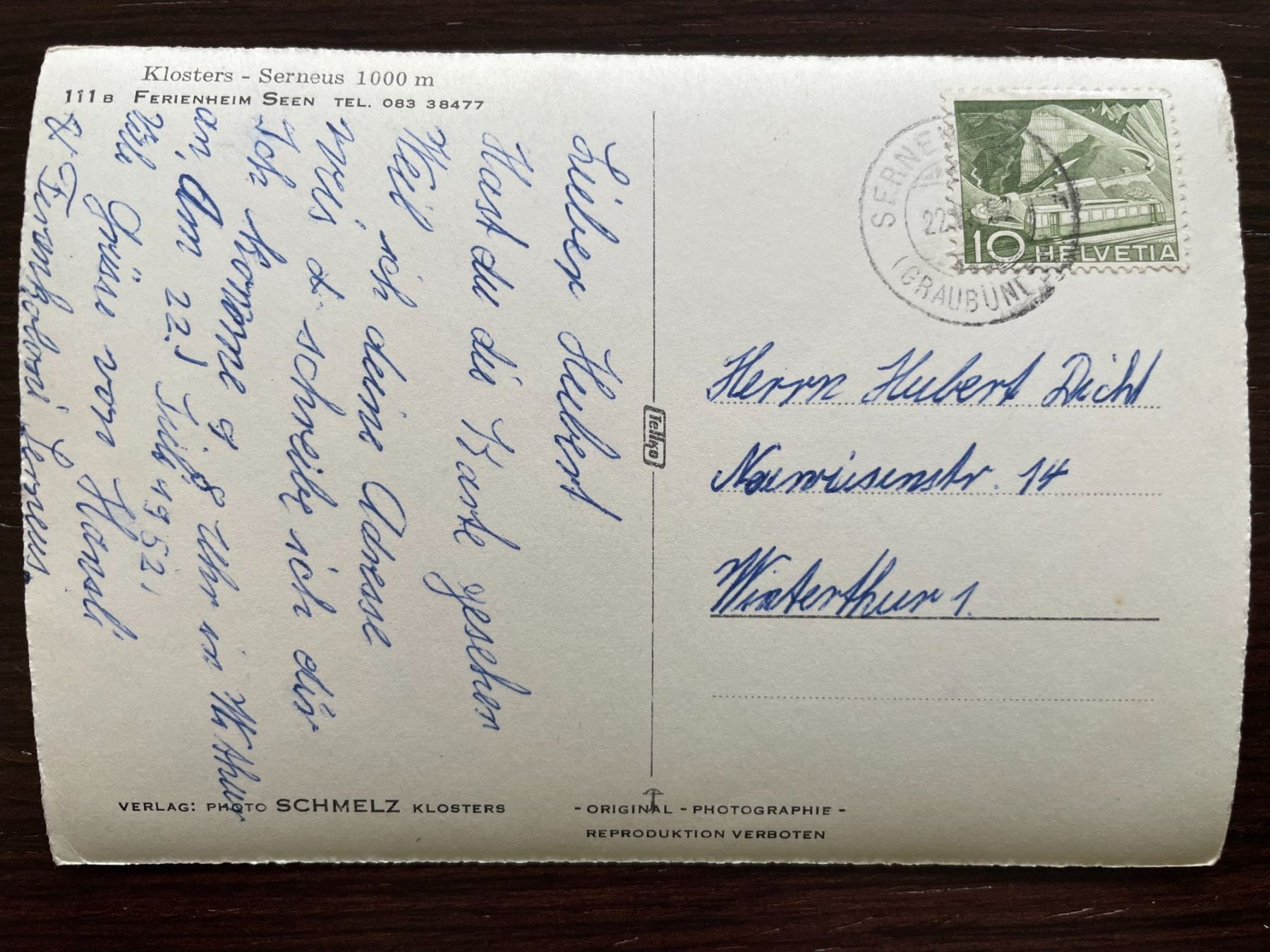 Cartoline postali: KLOSTERS - SERNEUS Ferienheim Seen belebt – Usato da Wald ZH venduto da TLILEF 1