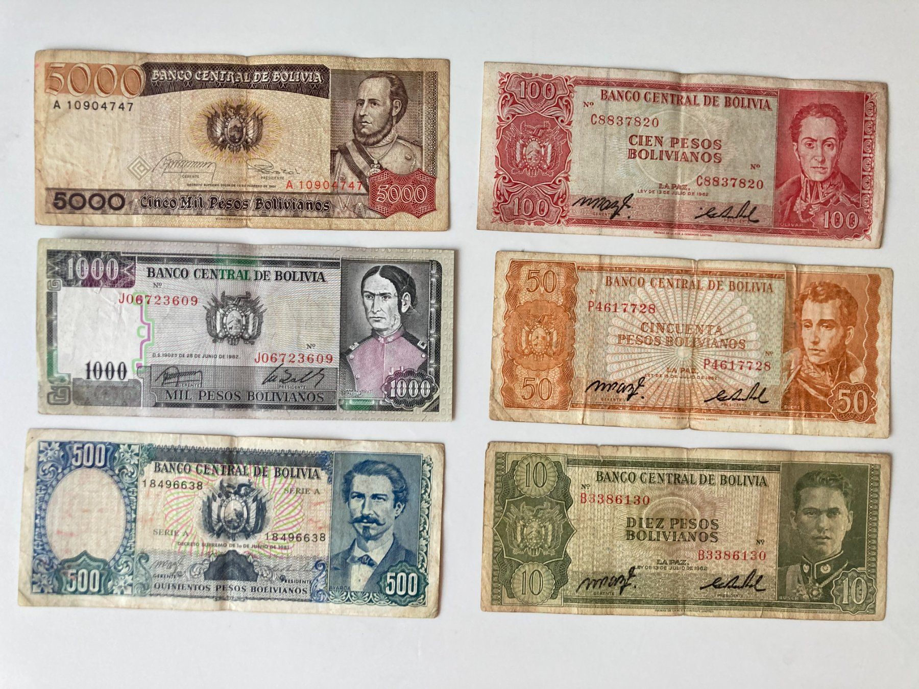 Banconote: Alte Banknoten Bolivia Sammlung – Usato da Anglikon venduto da papa701