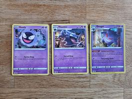 Pokemon Gastly, Haunter und Gengar Holo Lost Origin NM EN