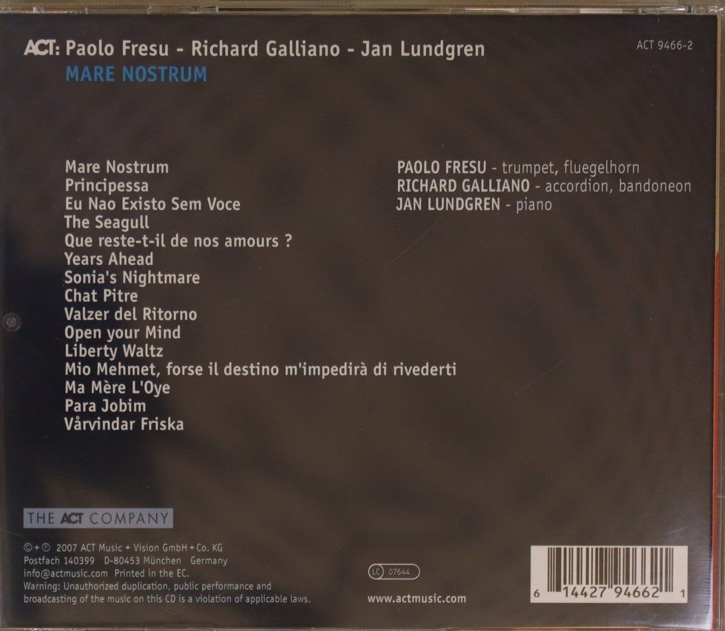 CD: Paolo Fresu - Mare Nostrum – Usato da Luzern venduto da CONTENTI 2