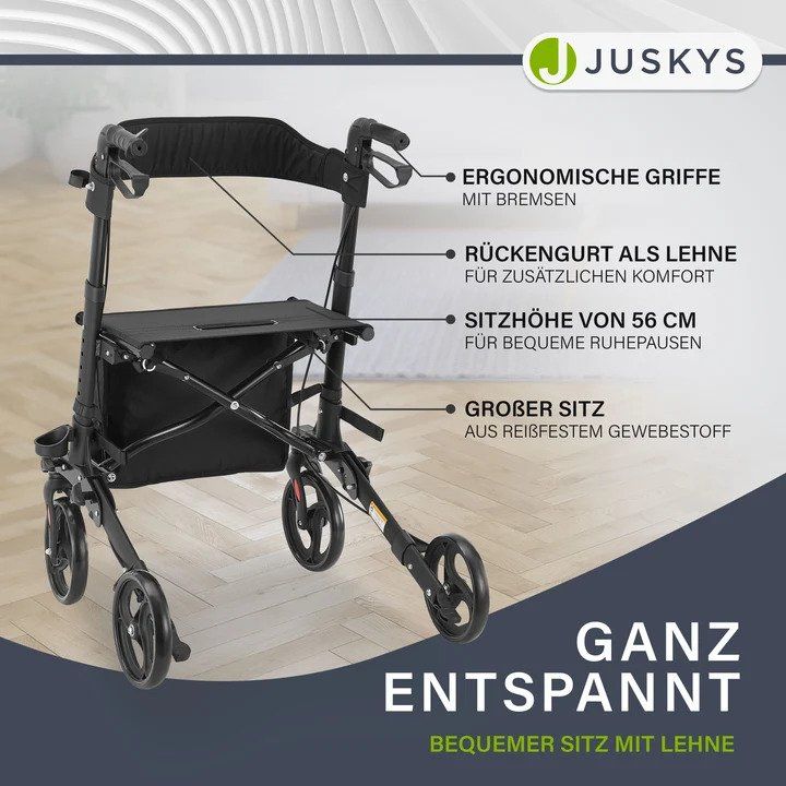 Gehhilfen: Aluminium Rollator Vital mit Sitz schwarz – Neu und originalverpackt aus Kreuzlingen von DealBlitz 5