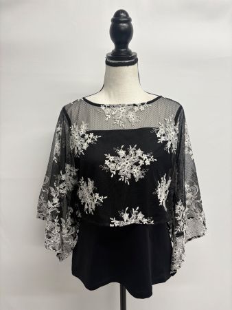 Anne Fontaine Elegante Bluse 42 mit Spitze schwarz weiss