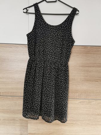 H&M Blumen Sommmer Kleid - Rückenausschnitt - Blau