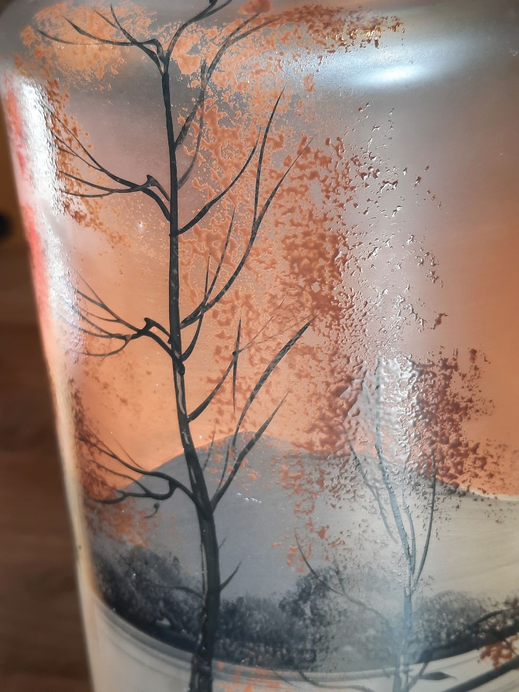 Vasi & Recipienti: Schöne Herbst-Vase aus Glas mit Malerei – Usato da Busswil BE venduto da balu37