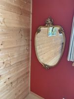 Goldener Vintage Spiegel, ovale Form, Top Zustand!