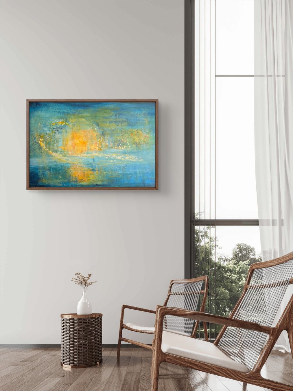 Dipinti: Abstraktes Acrylbild mit Sonnenschein, 50x70 cm – Nuovo e nell'imballaggio originale da Beinwil am See venduto da Superchance 4