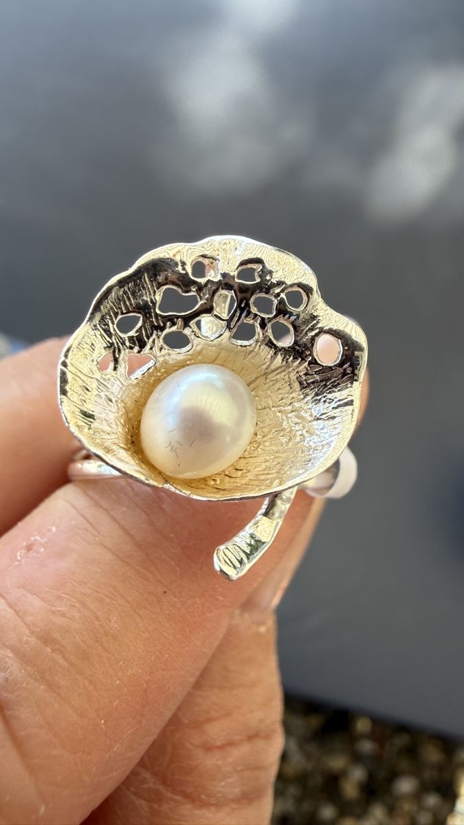 Ringe: Floraler Silberring mit Perle, 4,9 g – Neu und originalverpackt aus Ebikon von elischka 6