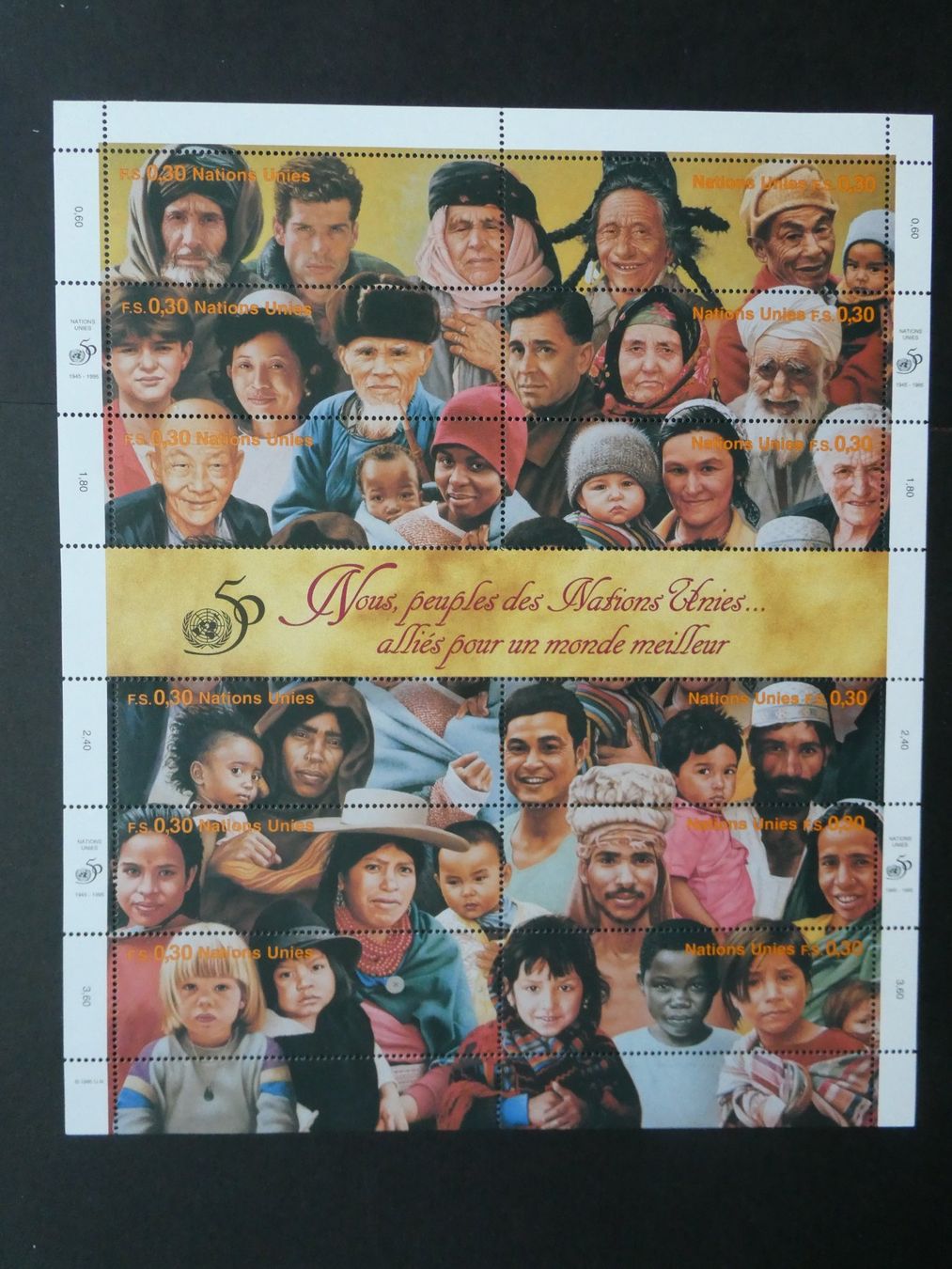 Tutti i francobolli: UNO Genf 1995 Bogen, 12 Marken **, Format ca. 17 x 20 cm – Usato da Sissach venduto da eriluz