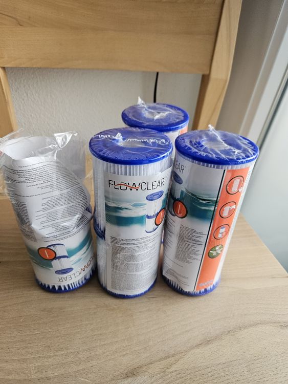 4x Typ 1 Poolfilter – 4x3 Zoll, Waschbar & Wiederverwendbar, Blauer Schwamm, Für Pool & Whirlpool, 10,8 Cm Außendurchmesser