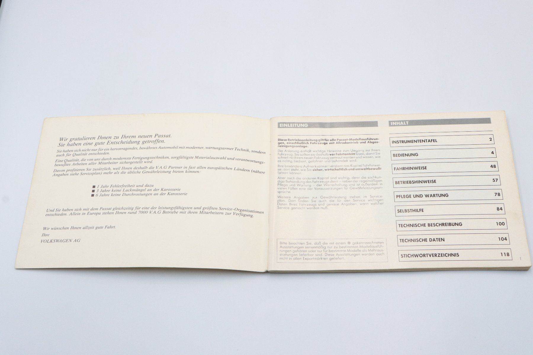 VW Documenti: VW Passat 1986 Betriebsanleitung – Usato da Bühl b.Aarberg venduto da Collectorpassions 2