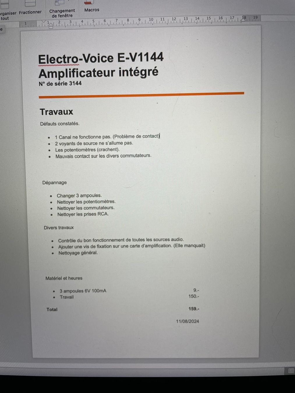 Electro-voice Amplificatori: ElectroVoice E-V 1144 amplificateur compact révisé – Usato da La neuveville venduto da Madmax1979 5