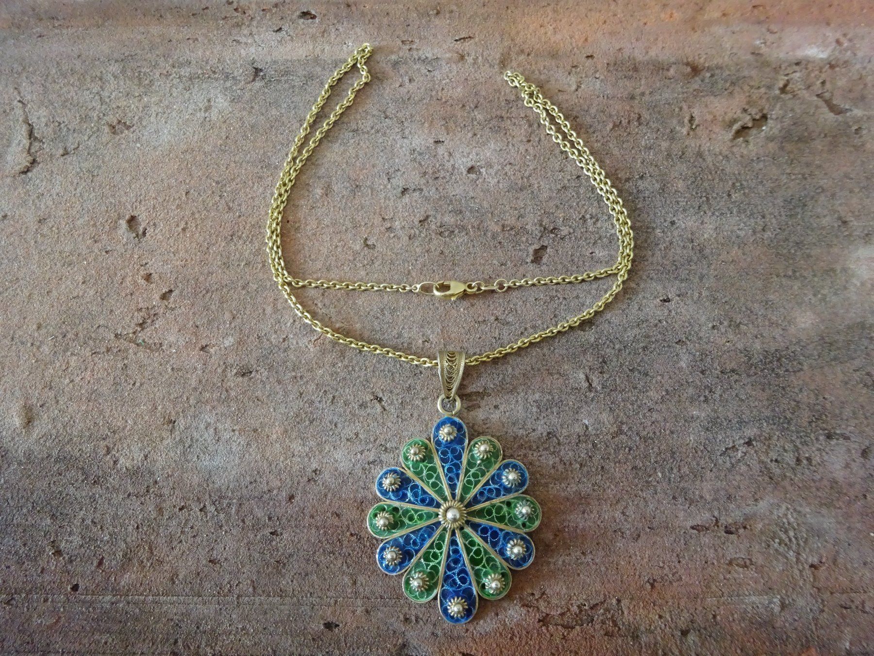 Catenine: Kette Filigran Emaille / 800 S vg. – Usato da Esslingen venduto da FetteSchnecke