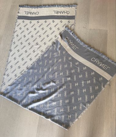 Sciarpa cotone monogramma beige grigio nuova 200x70cm