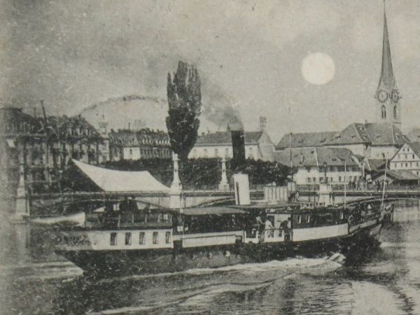 Cartoline postali: Zürich , Utoquai , Dampfschiff 1898 – Usato da Grenchen venduto da Bluemchen1900
