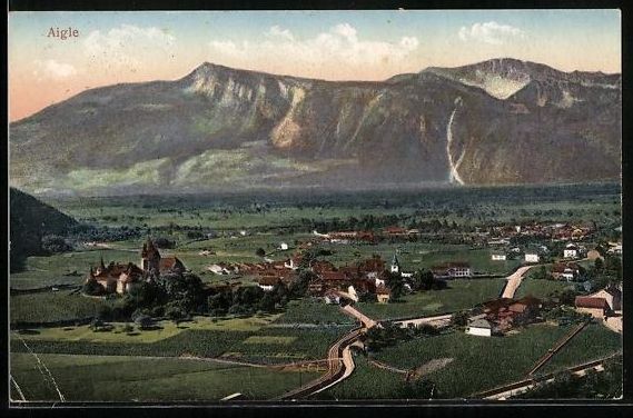 Cartoline postali: AK Aigle, Teilansicht mit Kirche, 1942 – Usato da Berlin venduto da bartko-reher