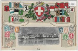 Gruss aus Zug - Präge-Relief-Karte