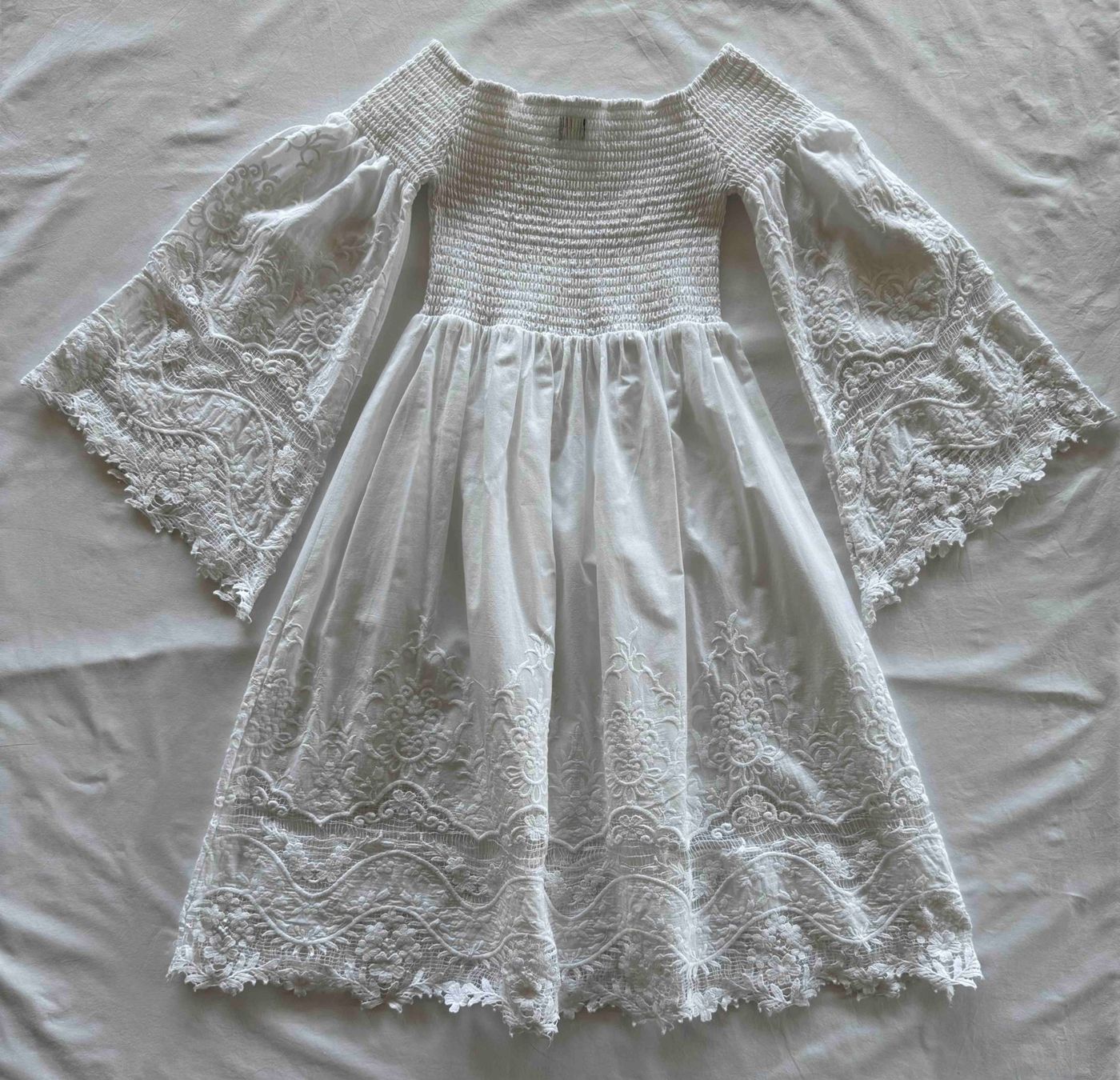 Vestiti: Weisses Damen Baumwollkleid mit Spitzen, Gr. S – Usato da Balzers venduto da Anna101 1