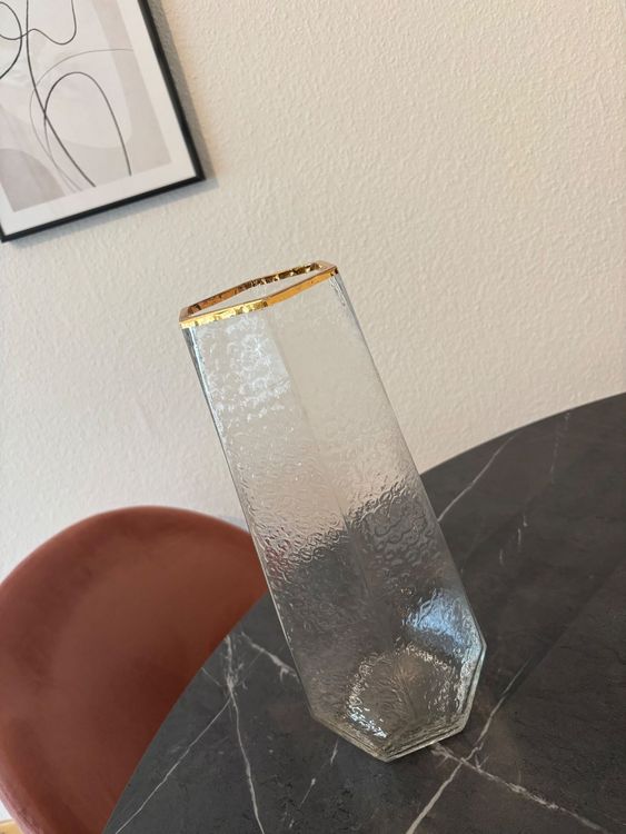 Glasvase Mit Goldrand