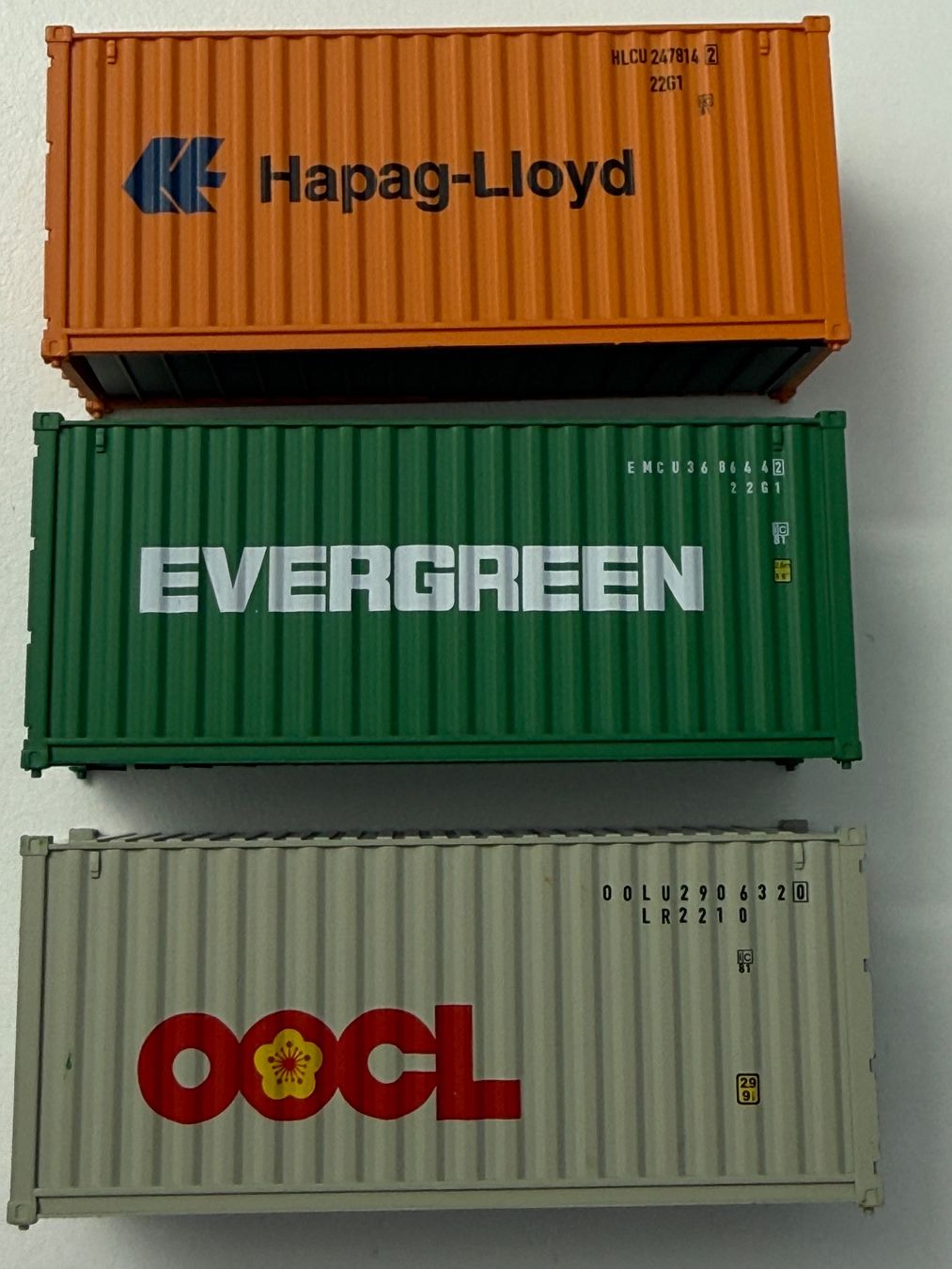 Faller Modelleisenbahnen: Faller Container Hapag-Llöyd, Evergreen,OOCL / HO – Gebraucht aus Jonschwil von sutfra12