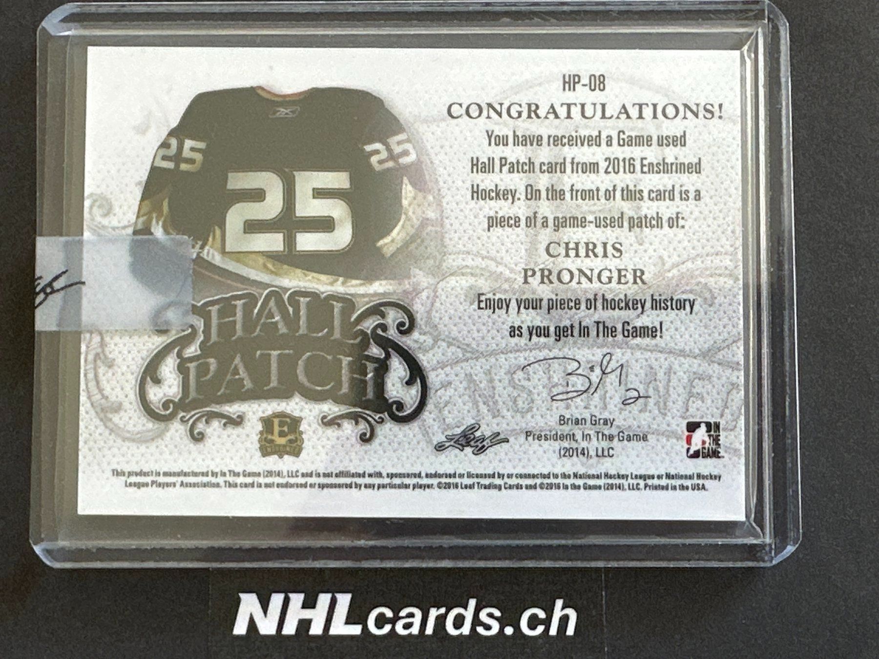 NHL Carte collezionabili: Chris Pronger NHL 3-Color Patch Card /5 – Usato da Belp venduto da nhlcards.ch 1