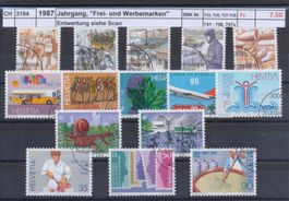 1987 Jahrgang, "Frei- und Werbemarken" gestempelt