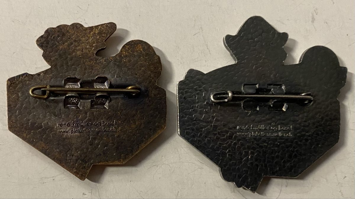 Basler Placchette & Badge: Baslerfasnachts Plakette 2001 kupfer silber – Usato da Allschwil venduto da Deal_Tiger99 1