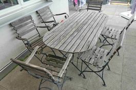 6 Antik-Stil Gartenstühle mit Tisch