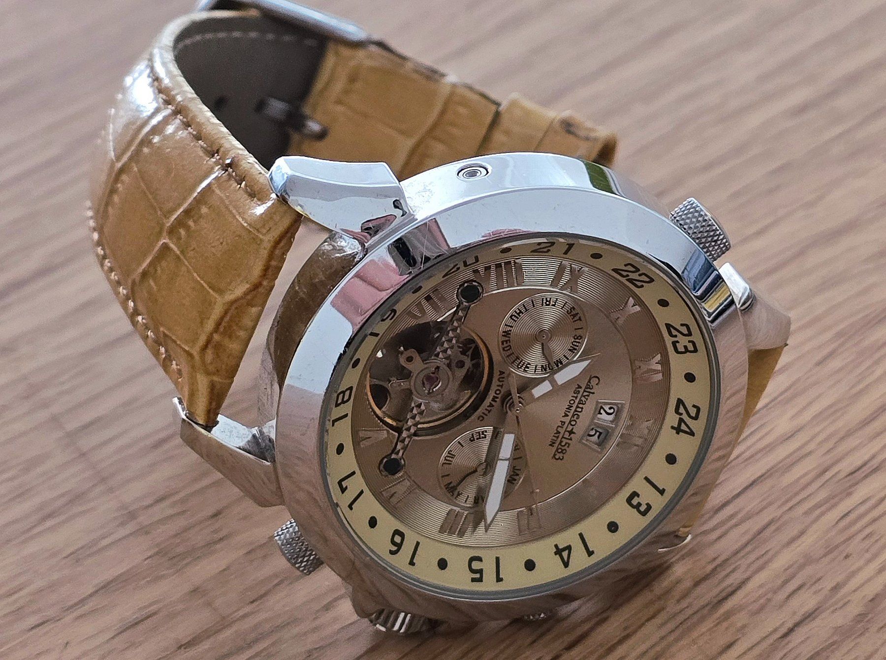 Longines Orologi: CALVANEO 1583 ASTONIA PLATIN SUNBRUSHED CHRONO AUTOMATIC – Usato da Neftenbach venduto da Taschen-Uhren 3