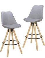 + FineBuy 2er Set Barhocker Retro Design Kunst-Leder Holz