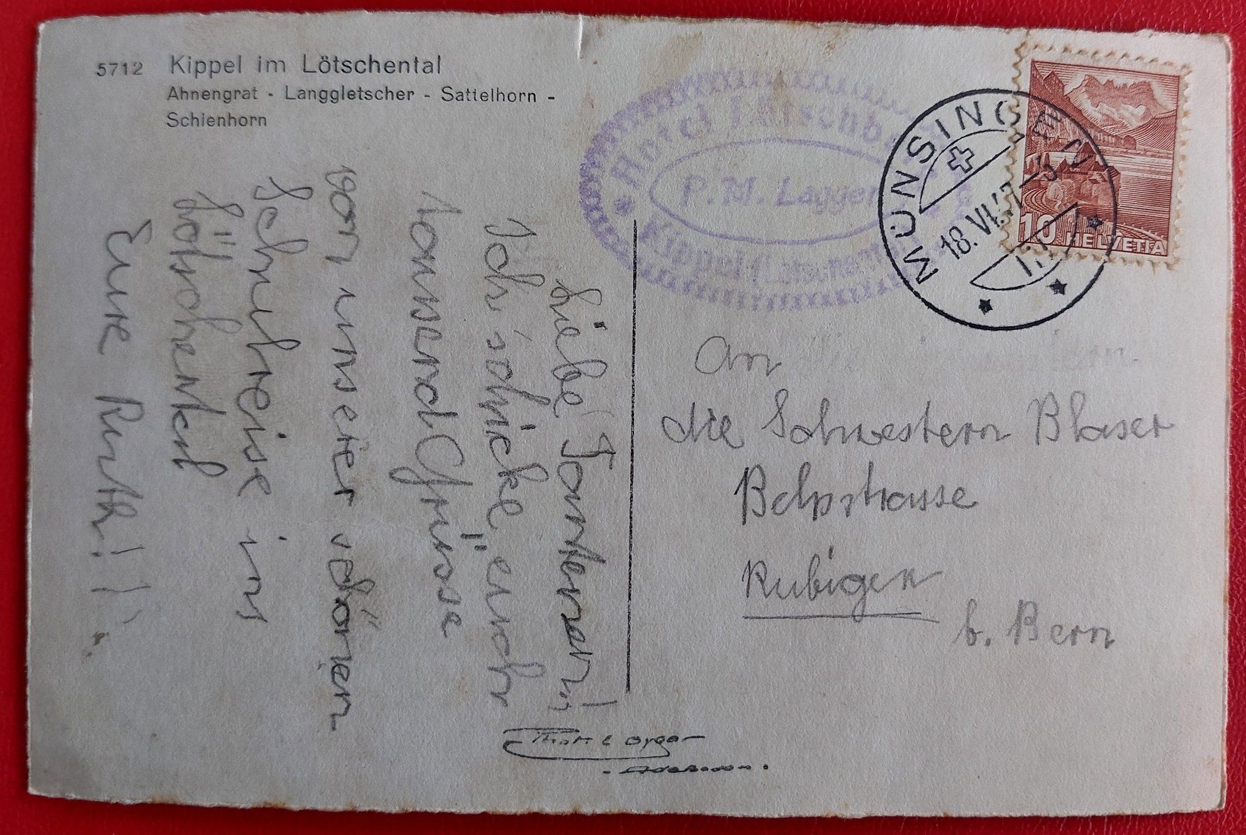 Cartoline postali: Kippel im Lötschental 1947 // Hotelstempel – Usato da St-Légier-La Chiésaz venduto da Theo005 1