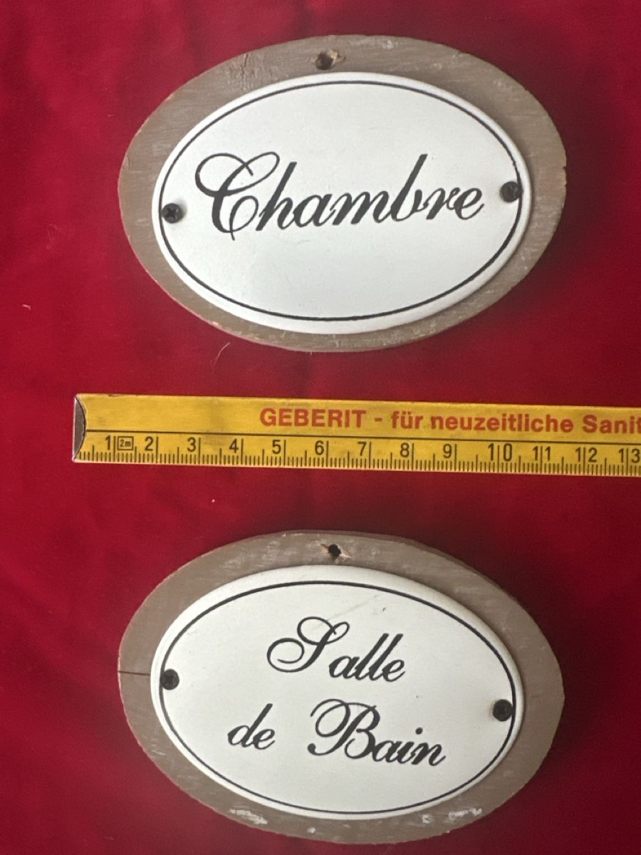 Insegne: Rustikale Holzschilder "Chambre" & "Salle de Bain" – Usato da Zürich venduto da Chaeffeler 1