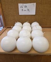 12 Kugelkerzen weiss Durchmesser 8 cm neuwertig