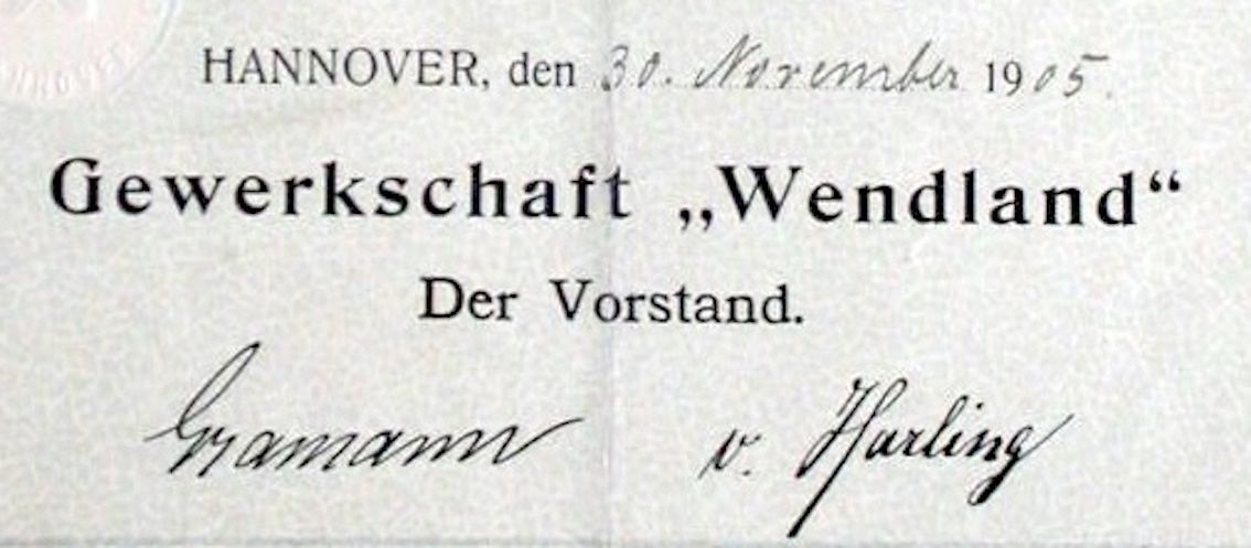 Documenti: Gewerkschaft Wendland, Hannover - 1905 – Usato da Solothurn venduto da Sgasche 1