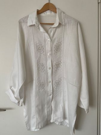 Leinen oversize Jacke Gr ca 44/46 weiss