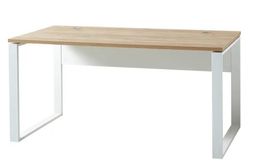 Hochwertiger Schreibtisch, Holzplatte, Stahlbeine weiss
