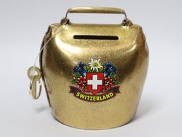 Glocke Spardose Switzerland mit Schlüssel unbenutzt