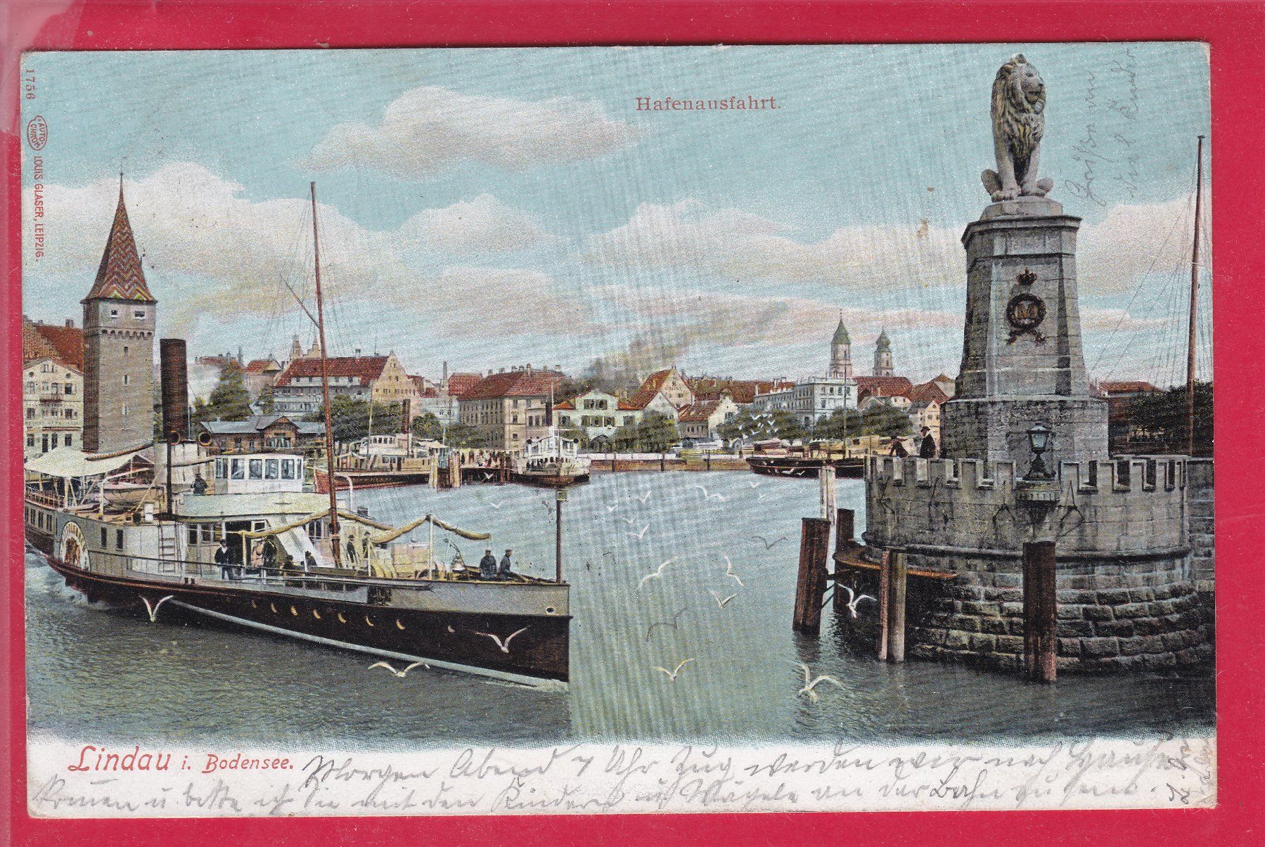 Cartoline postali: LINDAU IM BODENSEE, HAFENAUSFAHRT, 24.7.1906 – Usato da Oberrieden venduto da Gebirgsstelze