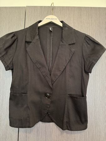 Schwarzer Zebra Blazer, Gr. M, Sommer Kurzarm Jacke Top!