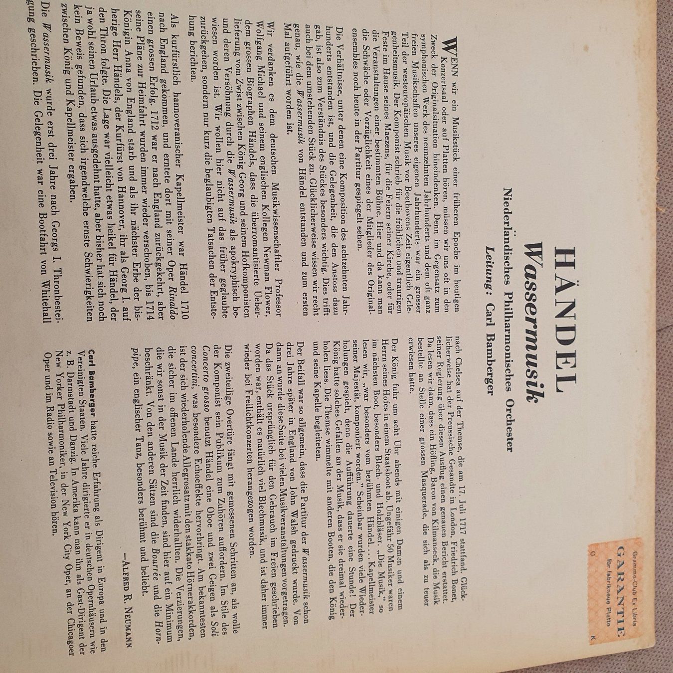 Dischi in vinile: Händel Wassermusik LP – Usato da Chur venduto da BettinaOlczyk 1