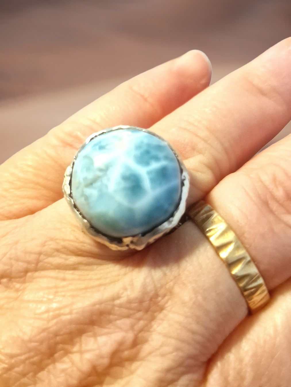 Ringe: Statement-Ring Silber & Larimar, Grösse 56 – Neu und originalverpackt aus Aarau von Schmuckhoehle_MD 7