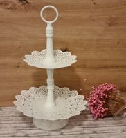 Etagere, weiss, Metall, 2-stöckig, Deko, Vintage Stil